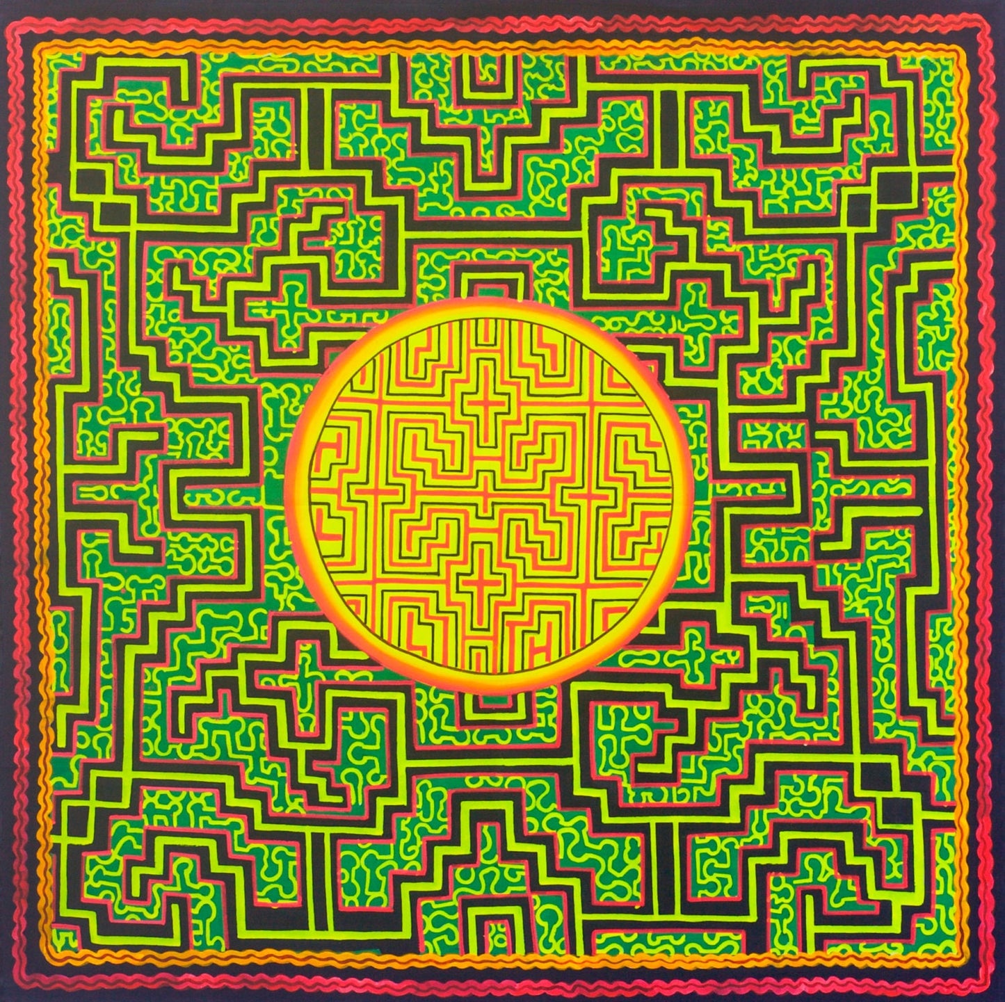 Ayahuasca UV painting - fully blacklight glowing colors - psychedelic shipibo conibo dmt artwork - waterproof