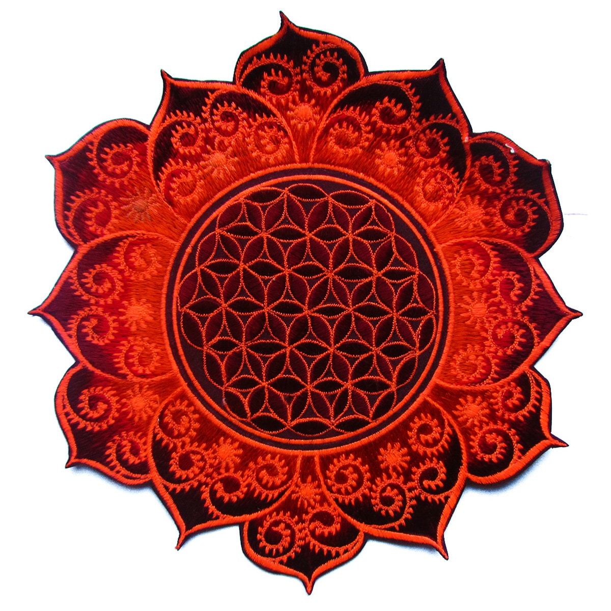 Flower of Life deepred mandala holy geometry psy patch sacred geometry esoterik yantra