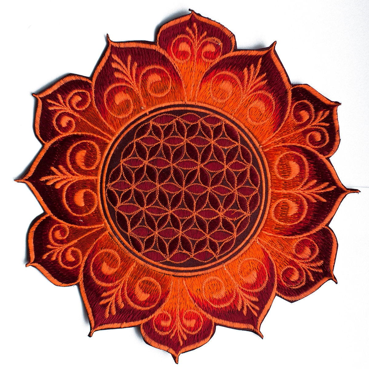 Flower of Life deepred flower mandala holy geometry psy patch sacred geometry