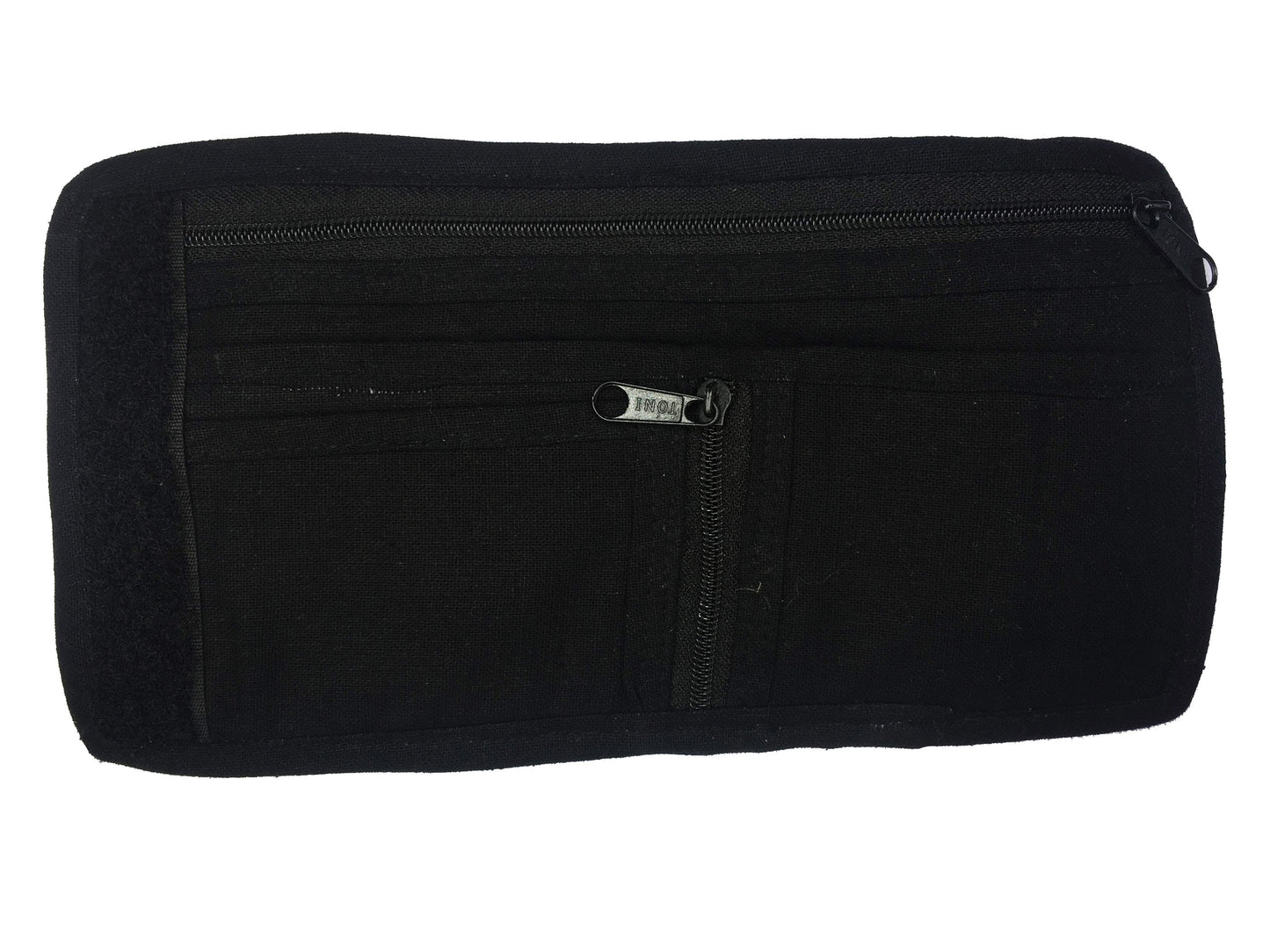 Cannabis moneypocket - blacklight glowing wallet pocket for coins and cards and 2 for papermoney with hook & loop Hemp Rasta Weed Marihuana