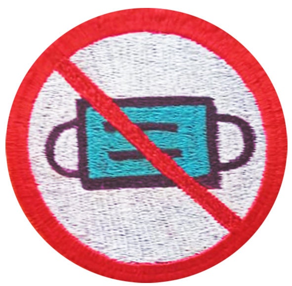 No Mask Embroidery Patch Mandala 9cm my body my choice no facemask against mandatory mask covid corona freedom movement art