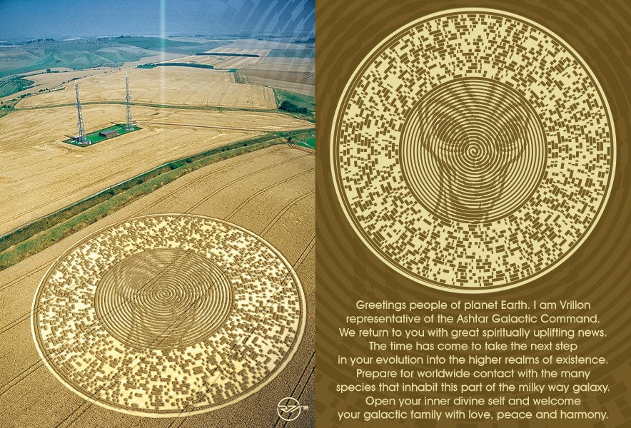 Alien crop circle embroidery art mandala ufo seti mystery blacklight glowing UV cropcircle patch goa trance psychedelic Galactic Command