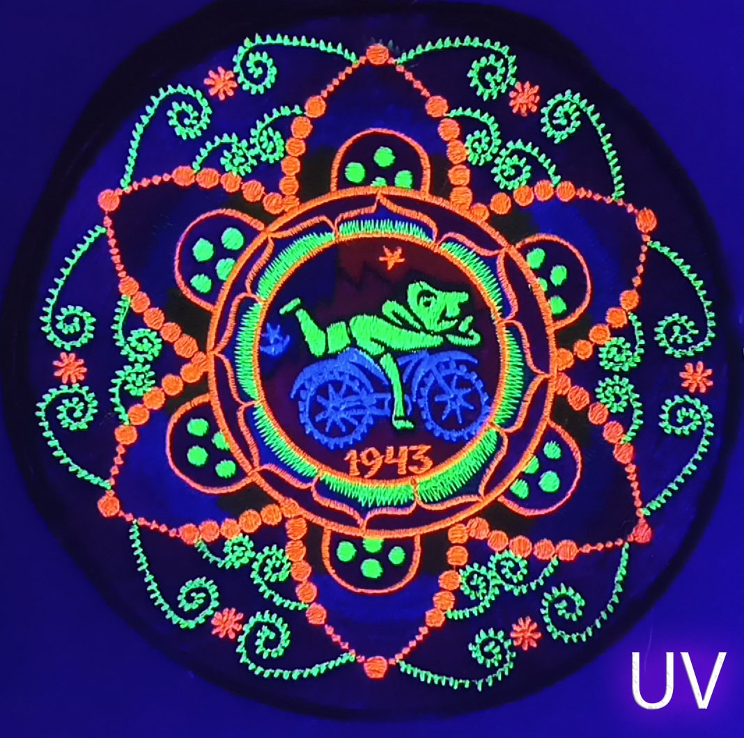 Hofmann LSD Bicycle Day fractal flower of life Patch 1943 Psychedelic Fractal Acid Trip Goa Hippie Visionary Medicine Divine Healing