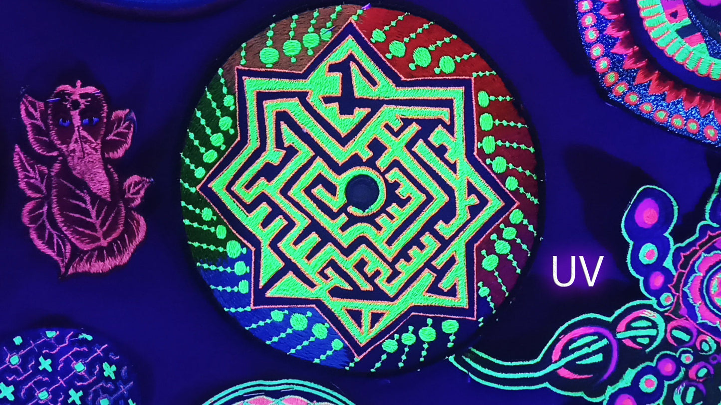 Mirror Labyrinth Patch blacklight active rainbow fractal
