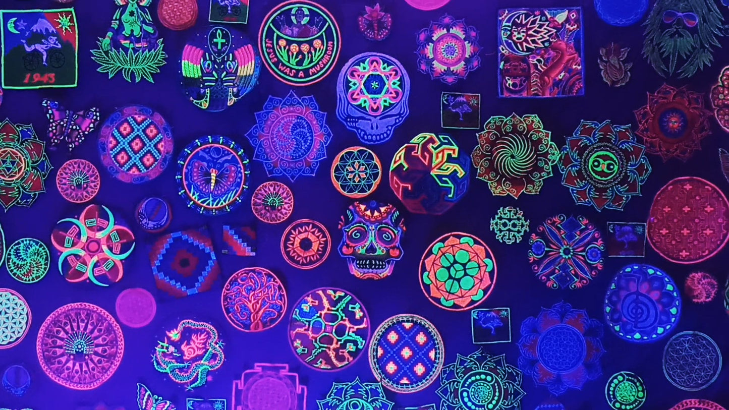 seed of life patch small size blacklight active crop circle