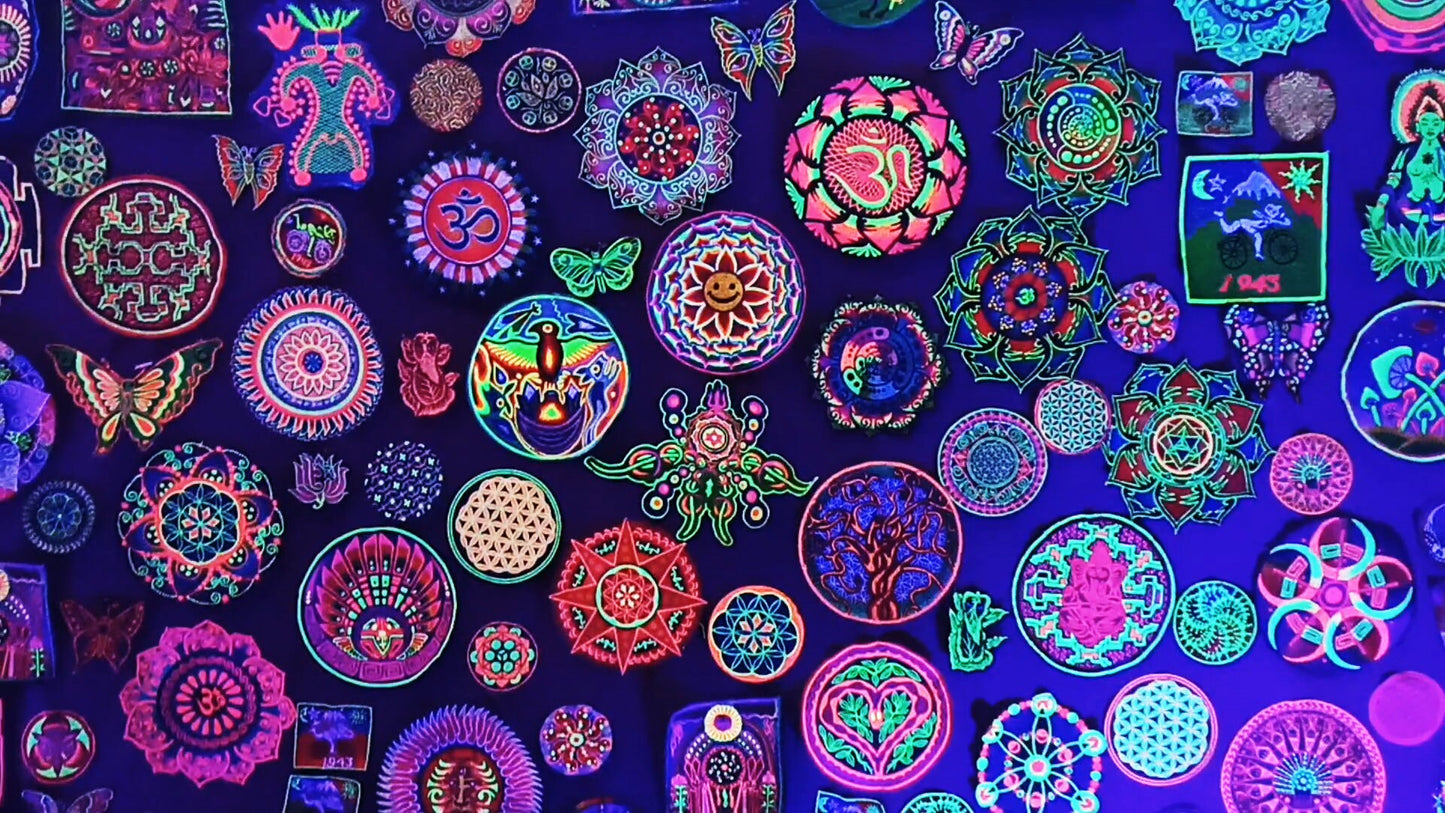 Happy Patch Lotus Mandala Smile Rainbow Yantra embroidery art