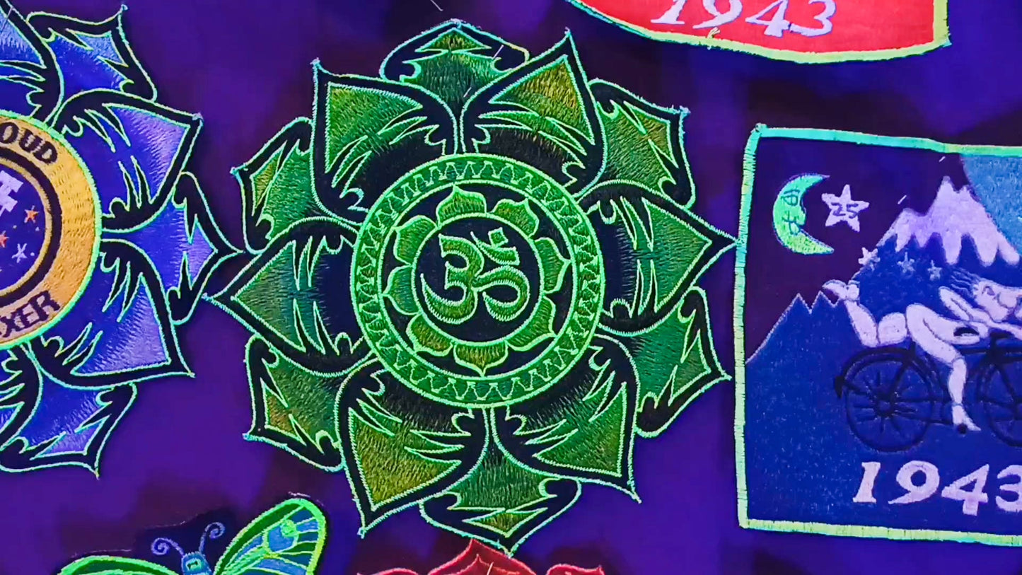 Green Aum Mandala Patch Cosmic Music Goa Trance Festival OM oldschool psytrance yantra