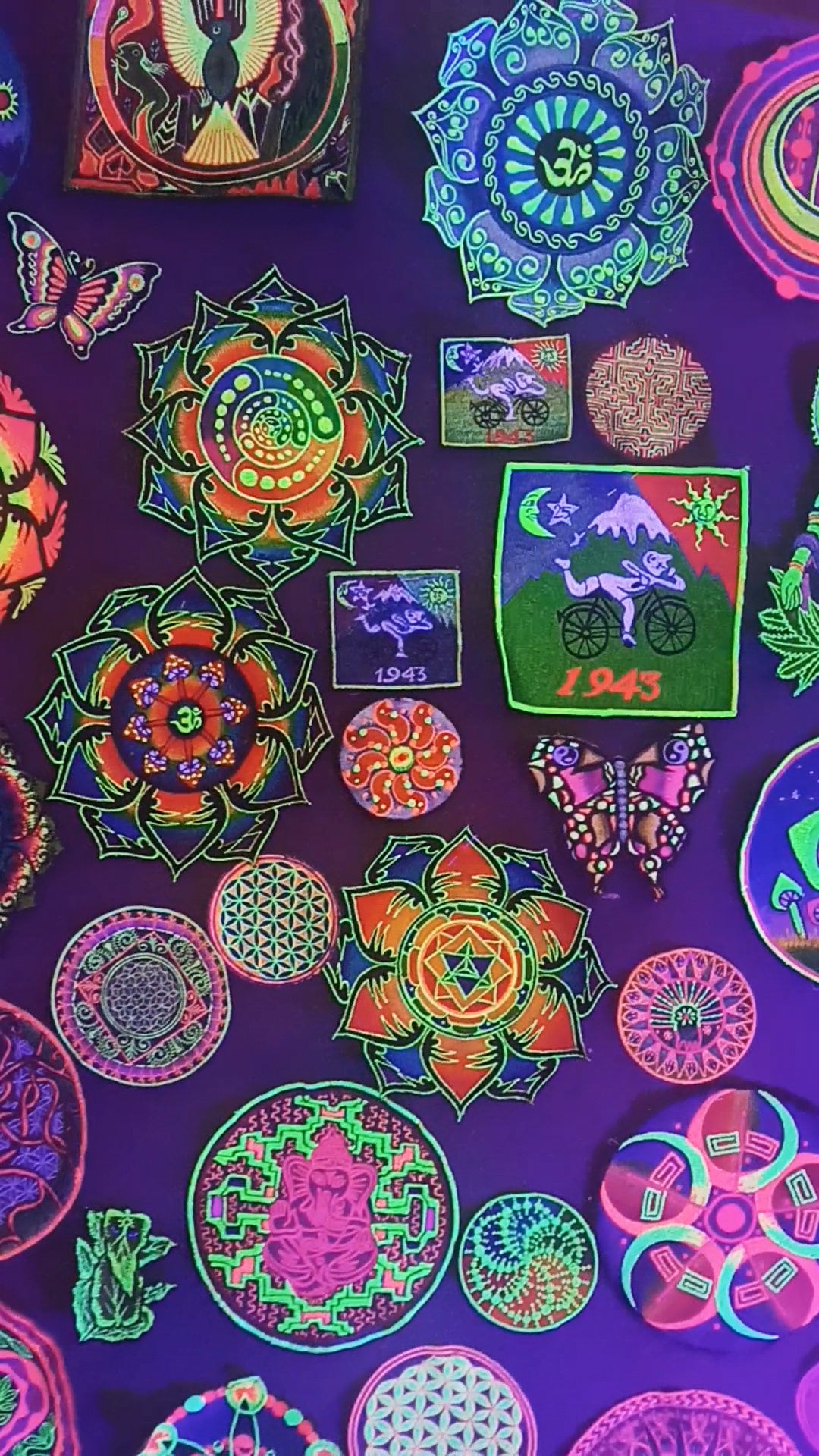 Blue Bicycle Day LSD Patch blacklight vintage embroidery Albert Hofmann 1943 Psychedelic Hippie Visionary Drug Cosmic Healing Medicine