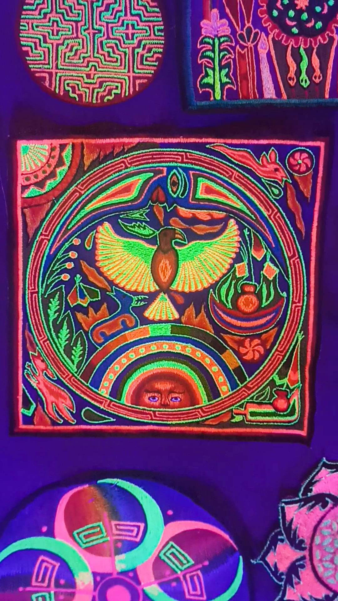 Huichol Golden Eagle embroidery patch peyote mescaline shaman artwork