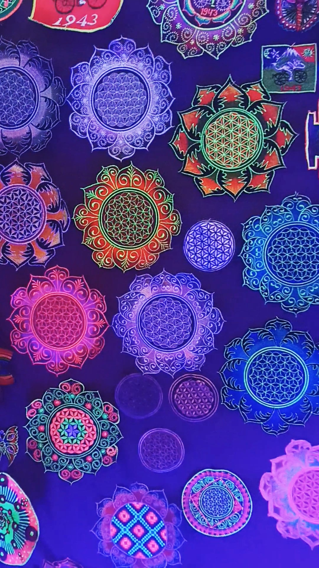 Flower of Life red flower mandala holy geometry patch sacred art