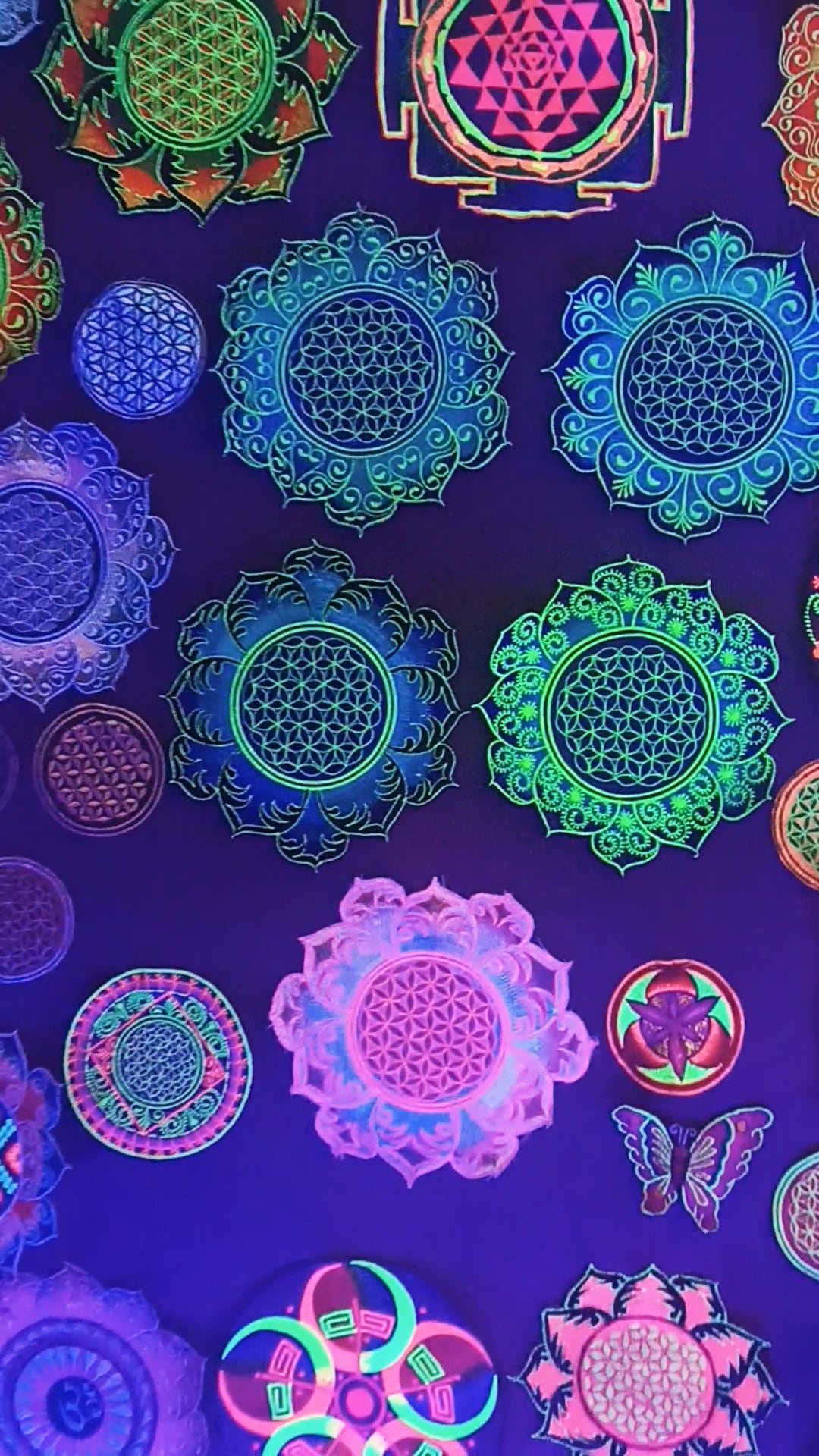 Flower of Life white mandala holy geometry psy patch sacred geometry