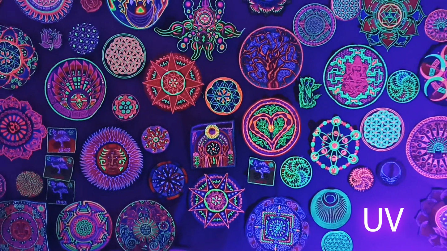 Seed of Life star holy geometry patch sacred art blacklight glowing embroidery art