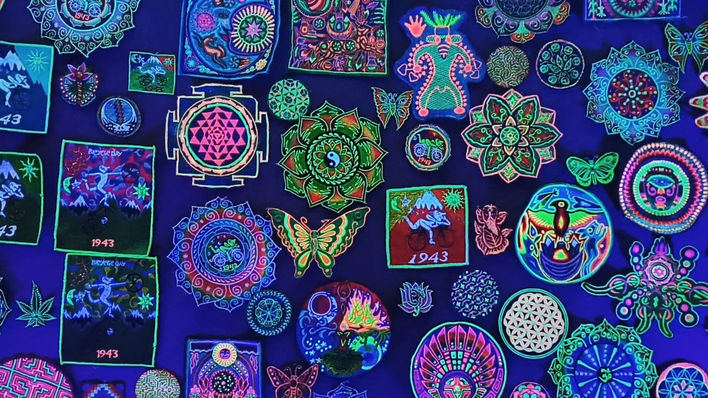 Ying Yang green patch mandala embroidery sacred geometry taoist yantra of polar unity