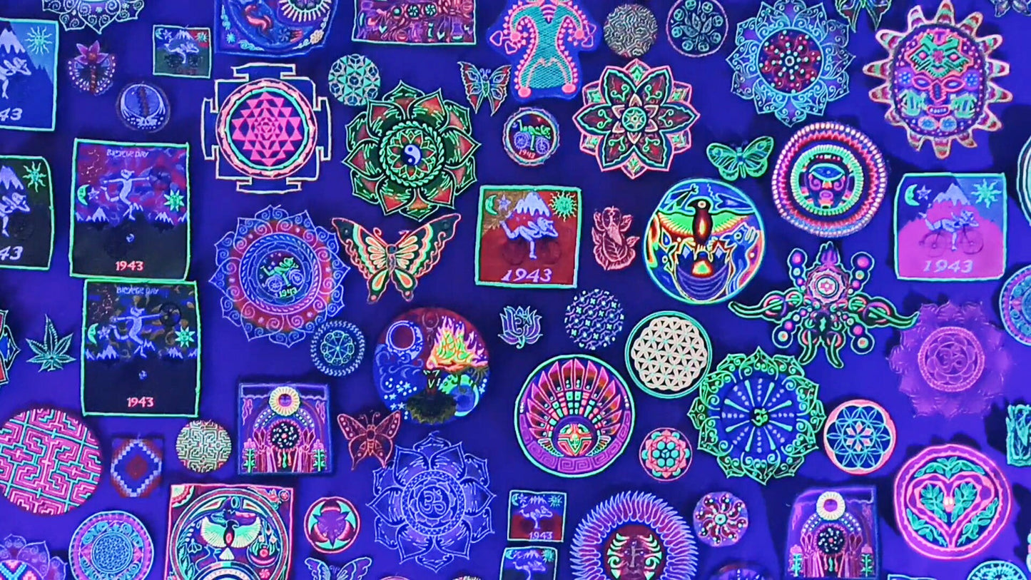 Red Bicycle Day Albert Hofmann 1943 LSD Cult Patch Burning Man Psychedelic Acid Trip Hippie Drug Visionary Divine Healing Medicine