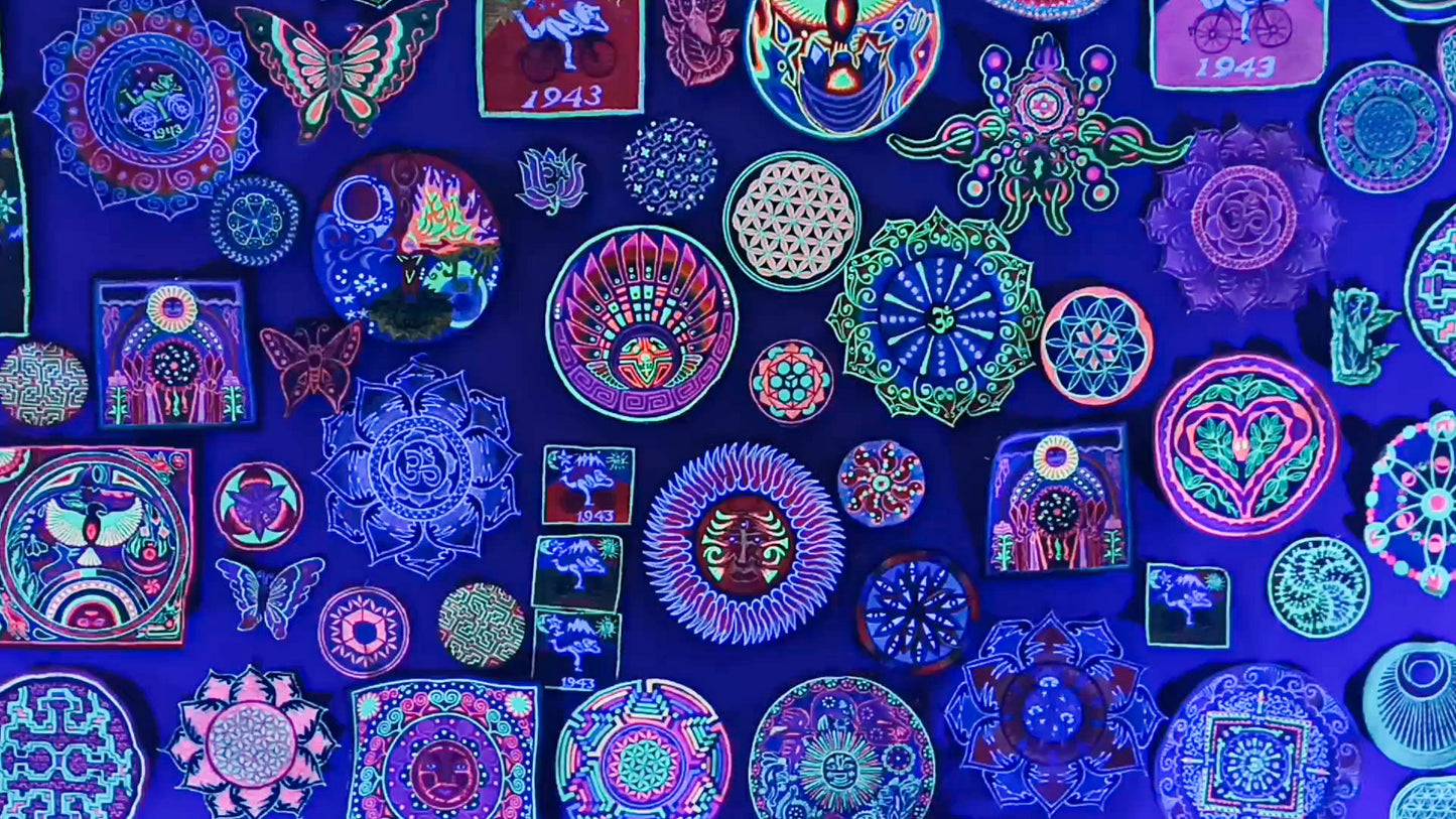 Sun Face Mandala Patch blacklight active