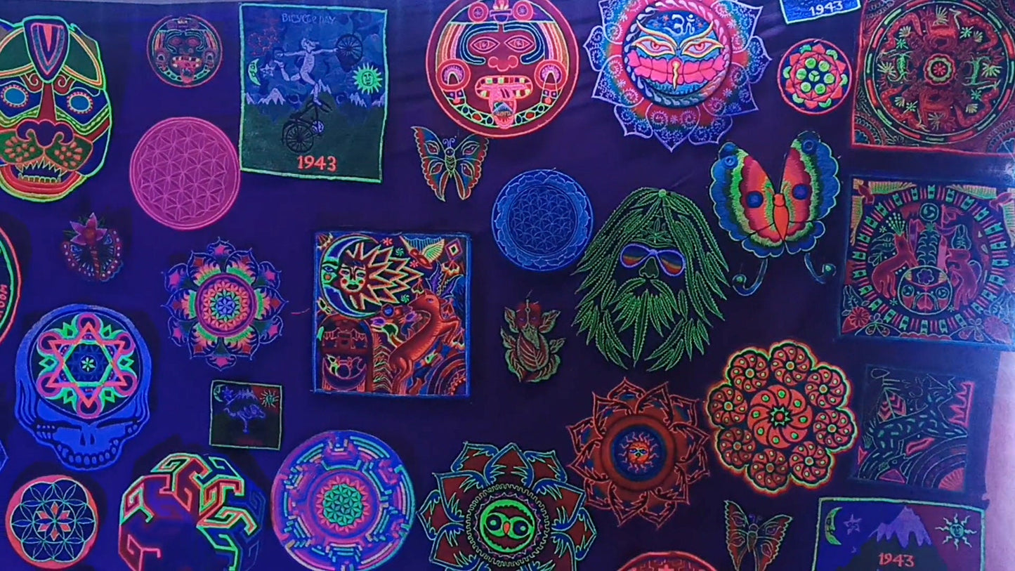 Eyes of Buddha T-Shirt blacklight aum buddhism rainbow embroidery no print goa t-shirt