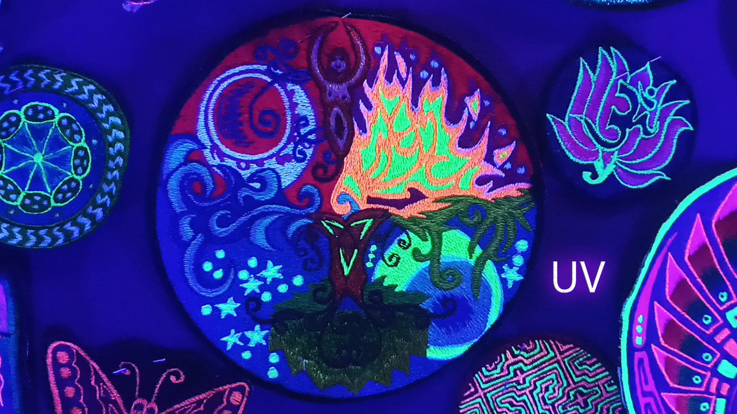 Gaia T-Shirt - planet earth fire air water embroidery no print handmade - choose any colour and size