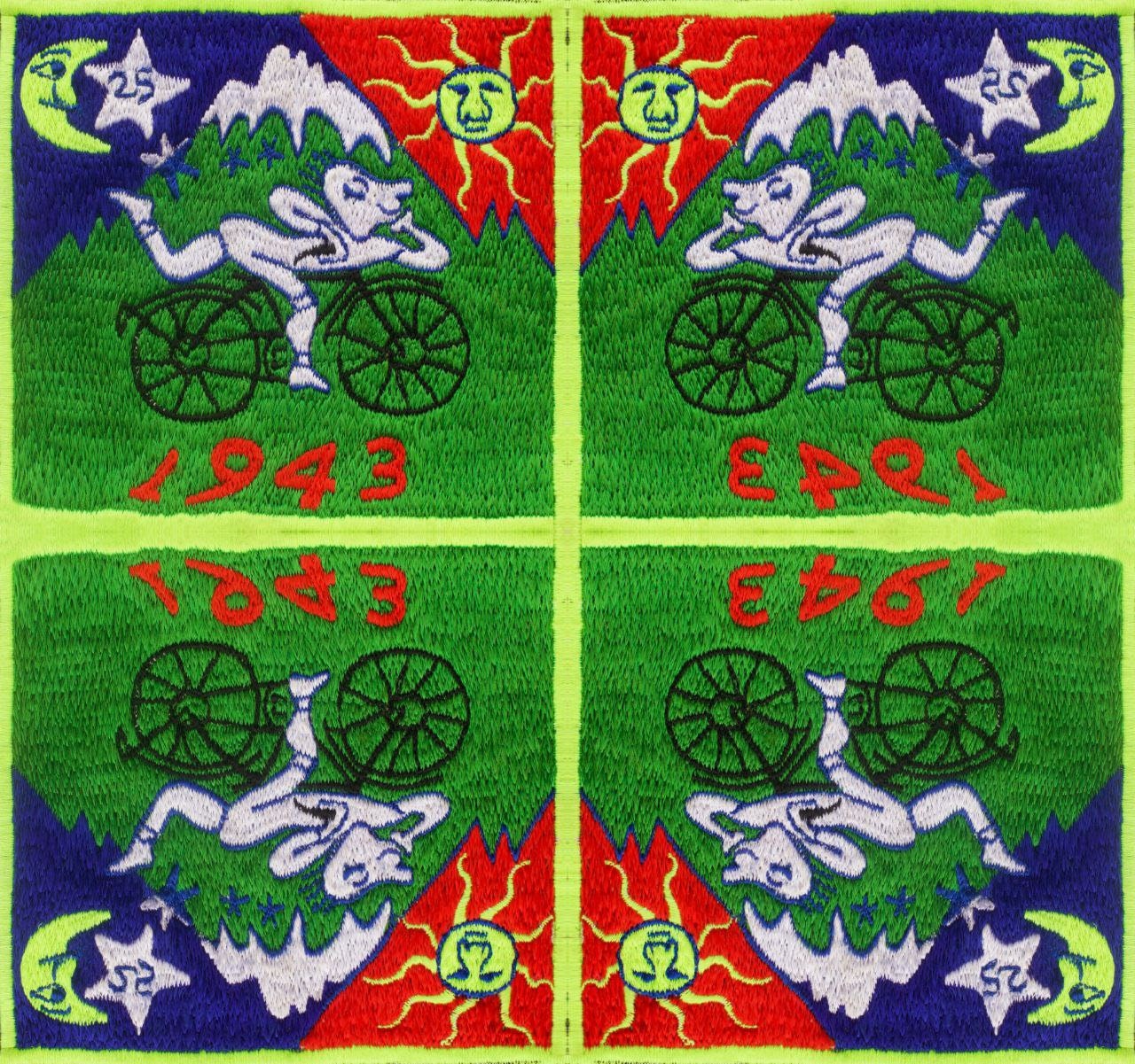Bicycle Day Patch Albert Hofmann 1943 LSD Psychedelic Hippie Leary 3.5 inch embroidery for sew on goa trance festival wear outfit