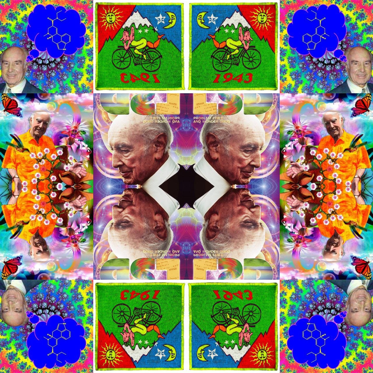 Psychedelic Bicycle Day Albert Hofmann LSD embroidery Patch Hippie Timothy Leary Consciousness expansion Psytrance Goatrance Therapy Healing
