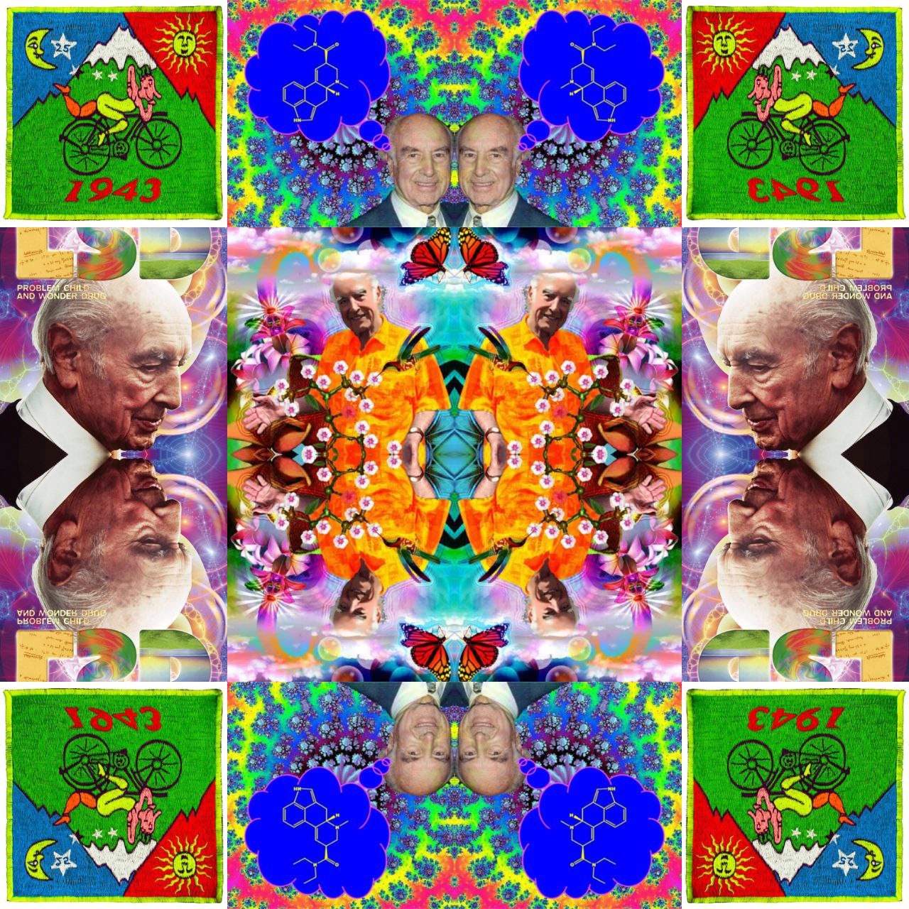 Psychedelic Bicycle Day Albert Hofmann LSD embroidery Patch Hippie Timothy Leary Consciousness expansion Psytrance Goatrance Therapy Healing