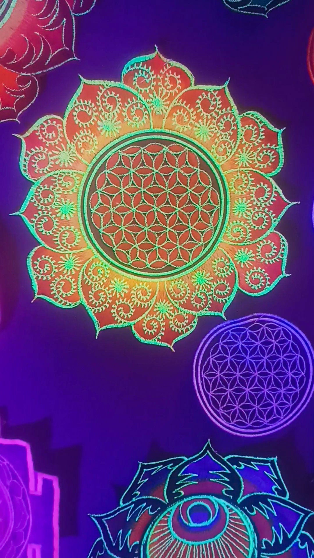 fractal Flower of Life red mandala holy geometry patch sacred art
