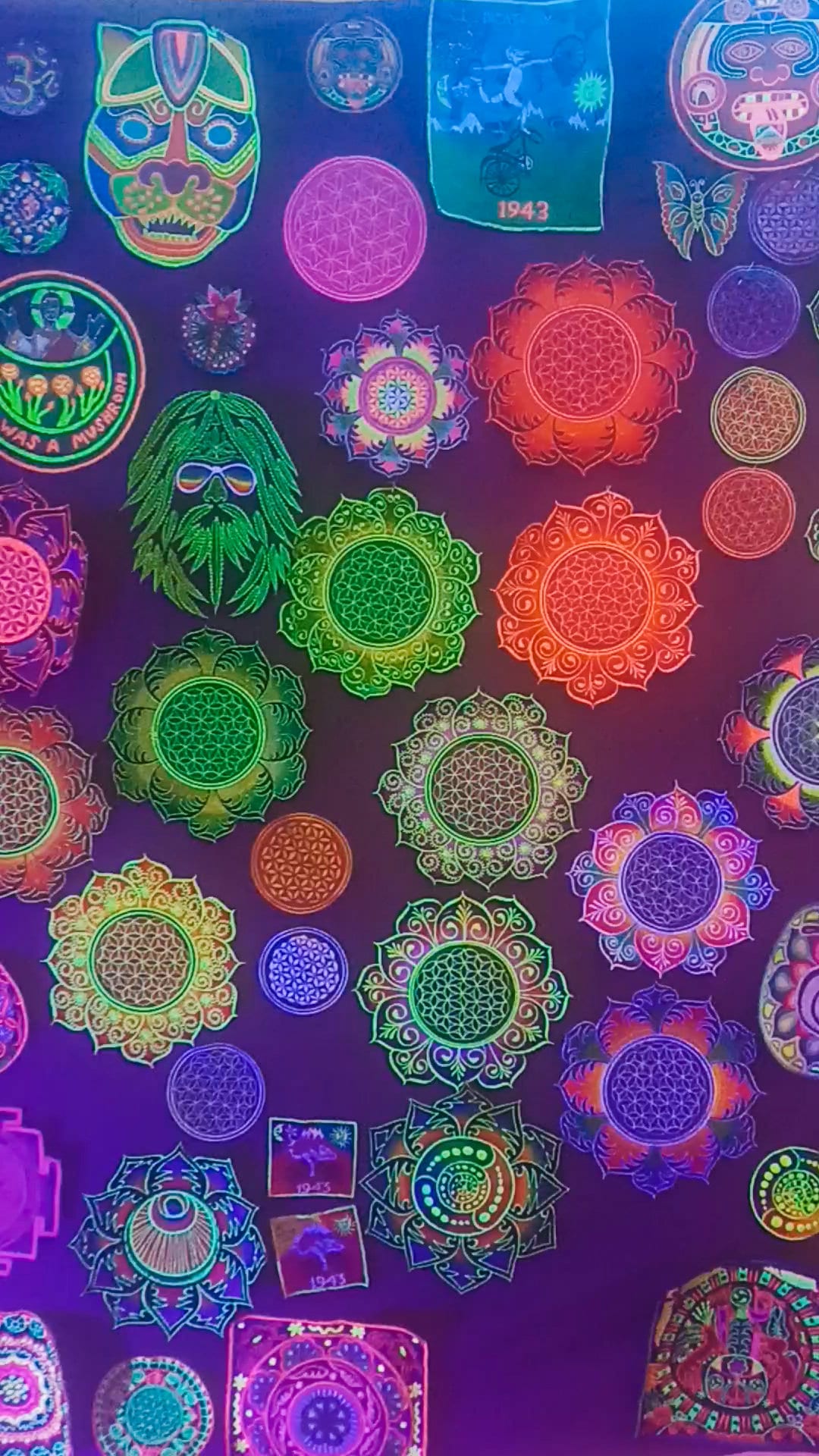 Flower of Life rainbow mandala holy geometry patch sacred art