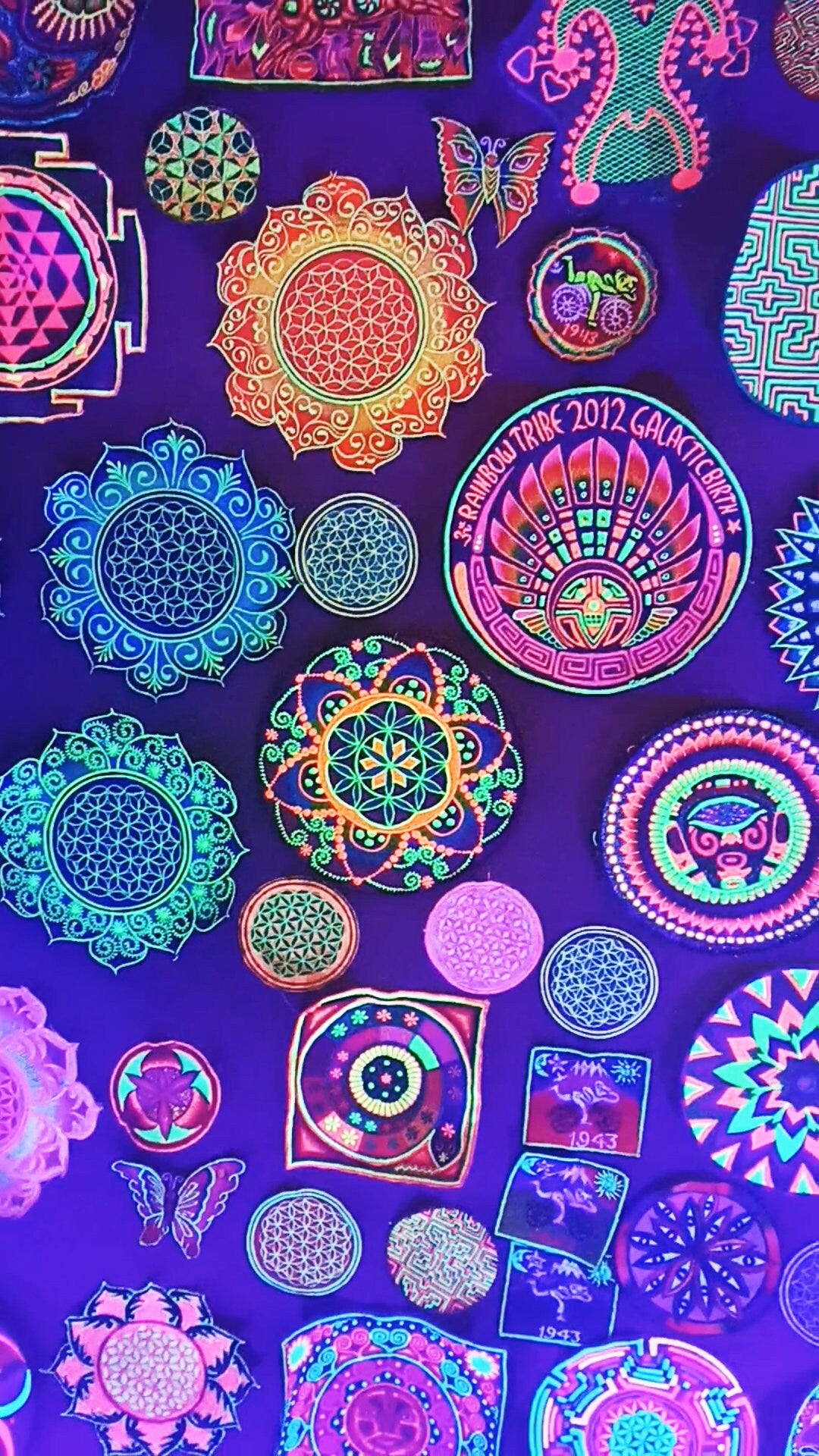 Blue Flower of Life embroidery patch for sew on - holy geometry sacred healing flower mandala