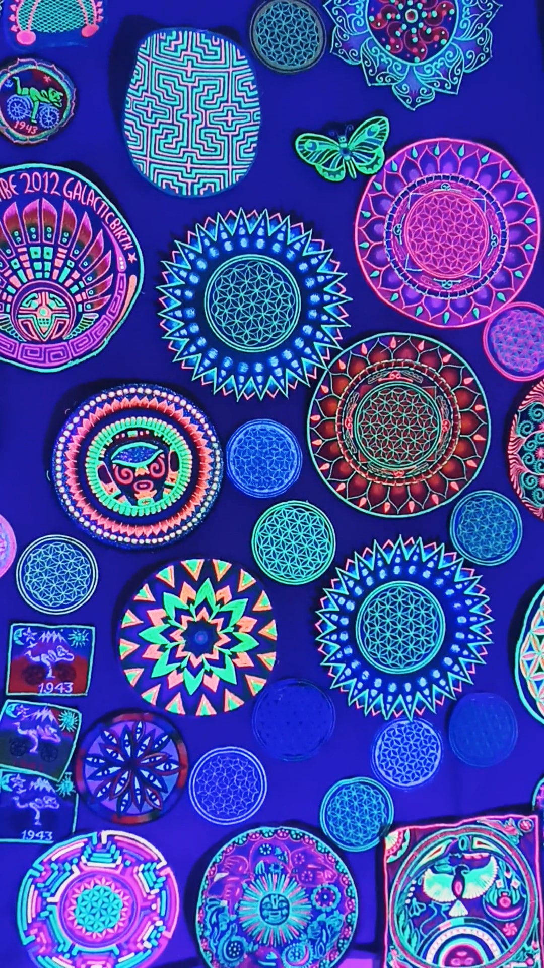 white - blue flower of life patch small size