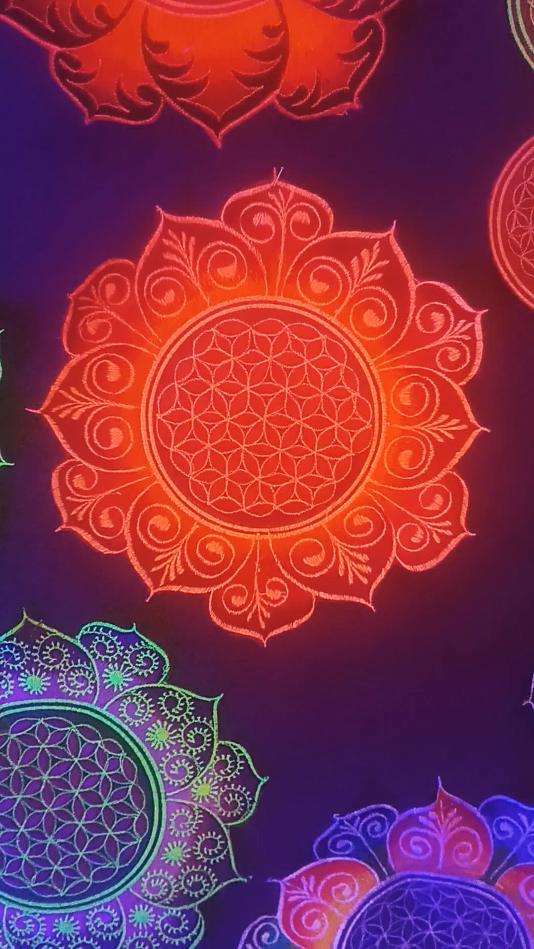 Flower of Life deepred flower mandala holy geometry psy patch sacred geometry