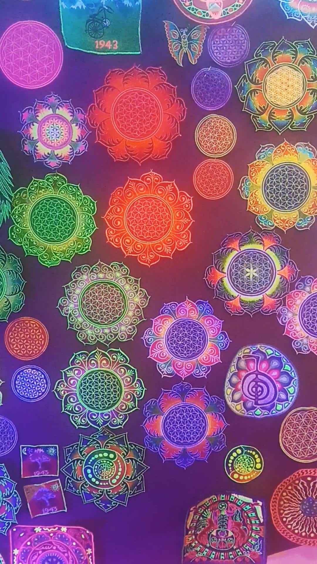 Flower of Life deepred flower mandala holy geometry psy patch sacred geometry