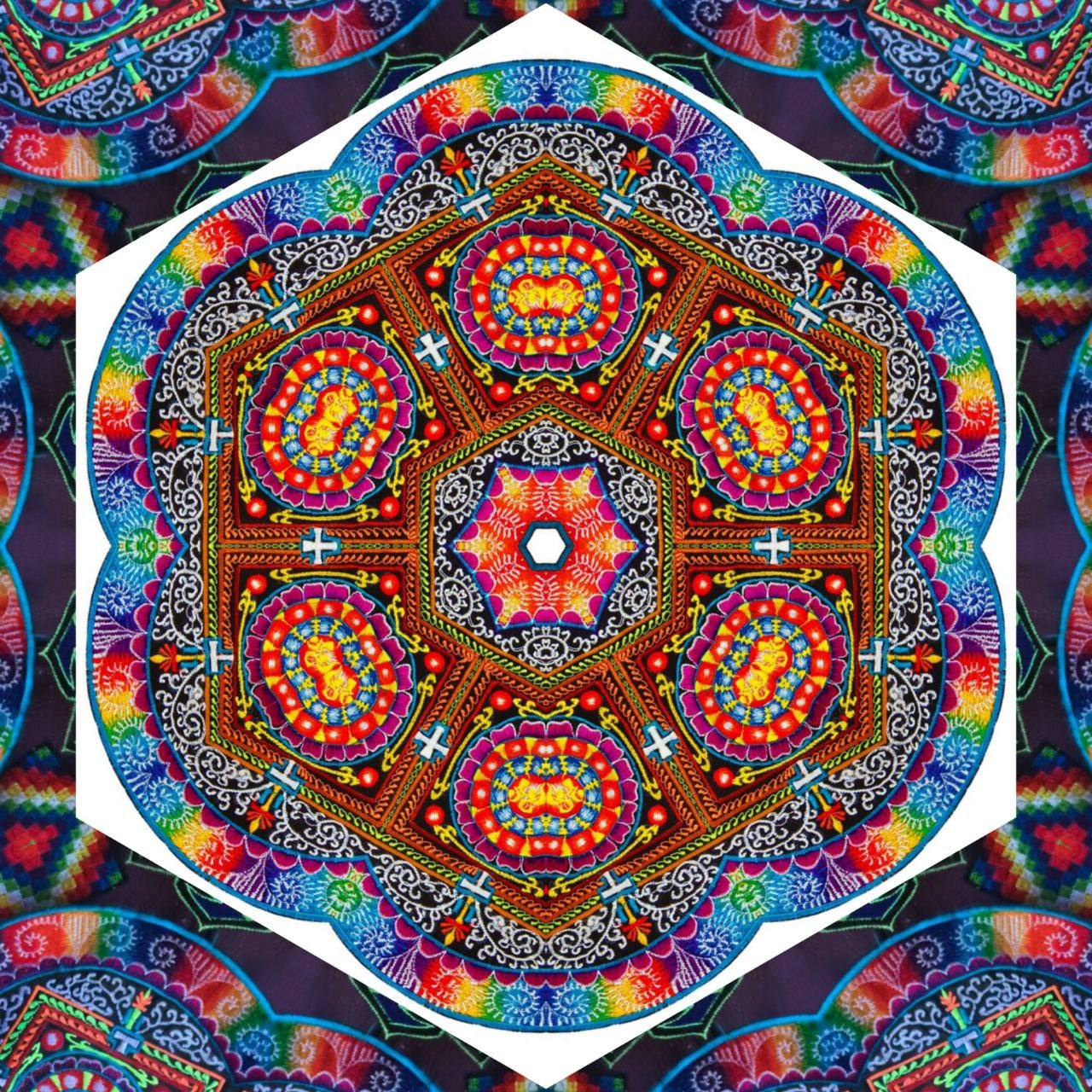 AUM Tankar Mandala Patch handmade Embroidery of Cosmic Music Goa Trance psychedelic Tankar blacklight glowing masterpiece Psytrance Art OM