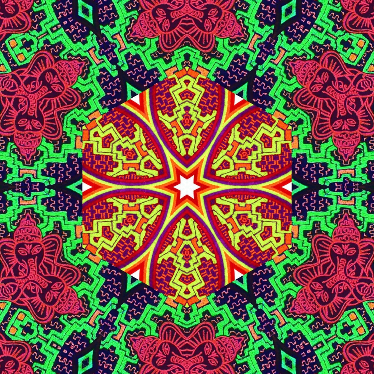 Ganesha Ayahuasca Patch Visionary DMT Songs Artwork Icaro Sacred Shipibo Healing Patterns Woven Songs of the Amazon UV glowing embroidery