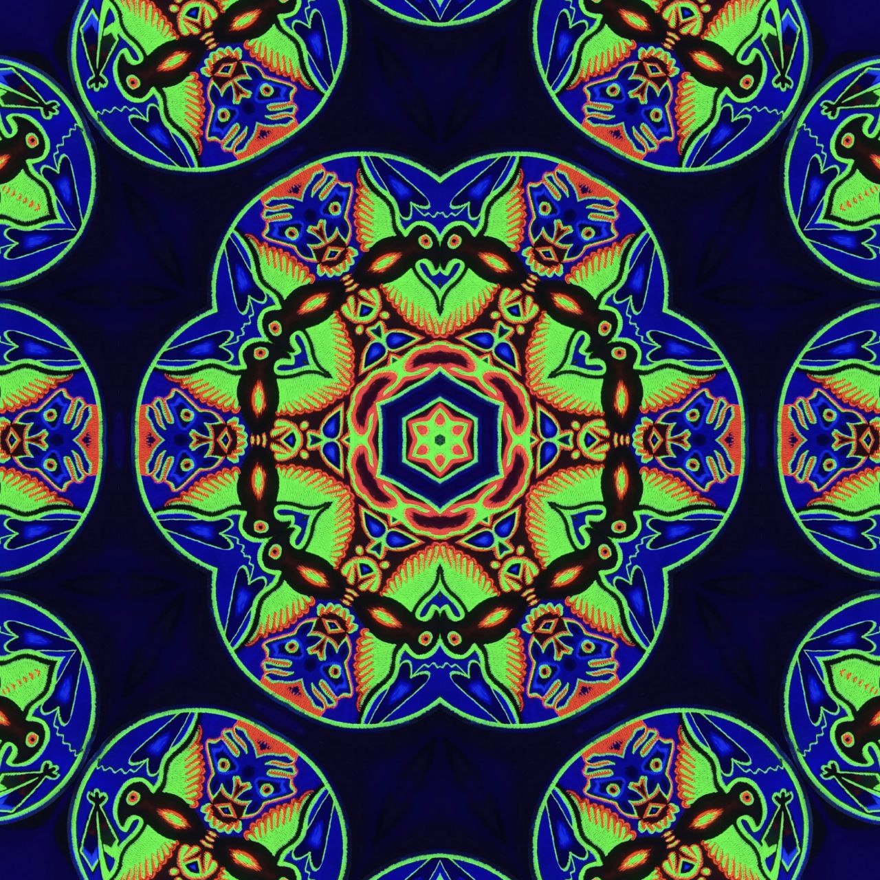 Huichol Peyote Embroidery Shamanic Art Eagle Bird patch indigene mescaline Masterpiece blacklight glowing beauty UV active Magic Cactus