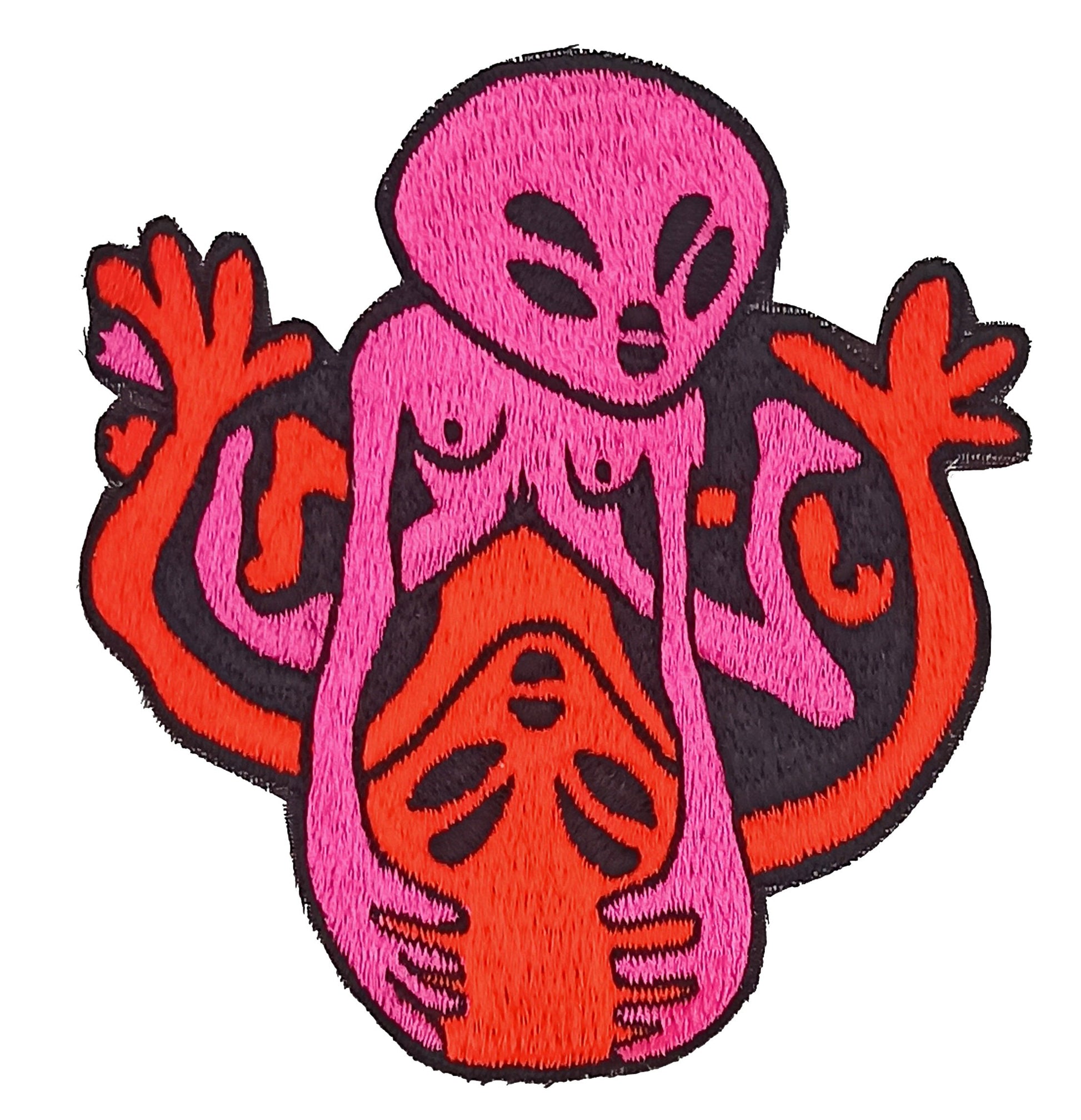 Alien Love Patch blacklight glowing embroidery - 3.5 inches - UV shining psychedelic Psytrance Extraterrestrial Sex is Fun Goa Trance Party