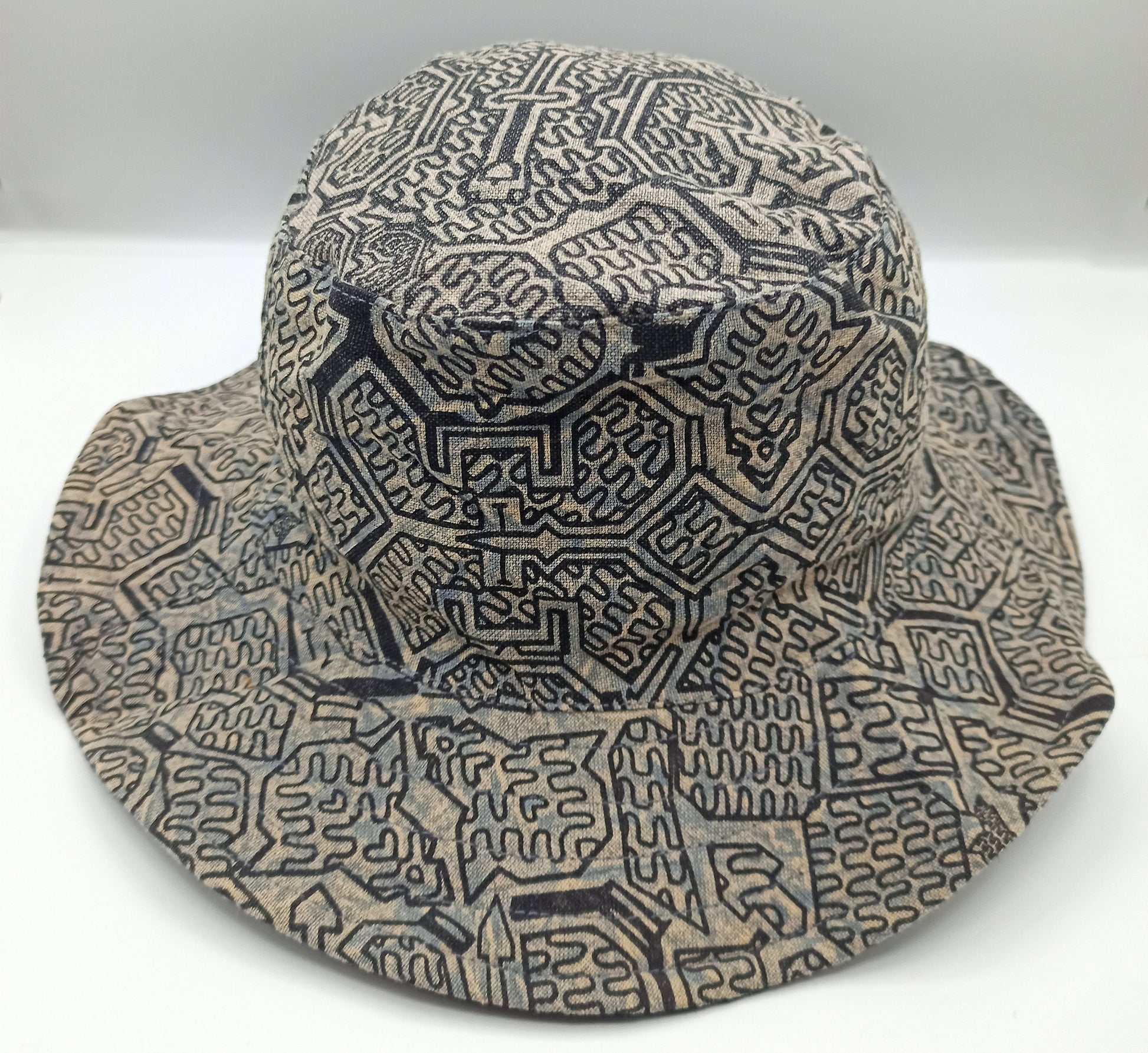 Gray Ayahuasca Hat Shipibo Conibo Patterns with secret inside pocket light and comfortable sunshine protection DMT psychedelic gear Cap