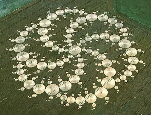 Milk Hill cropcircle patch - alien art embroidery - blacklight glowing fractal - sacred geometry - crop circle was with 300 meter diameter