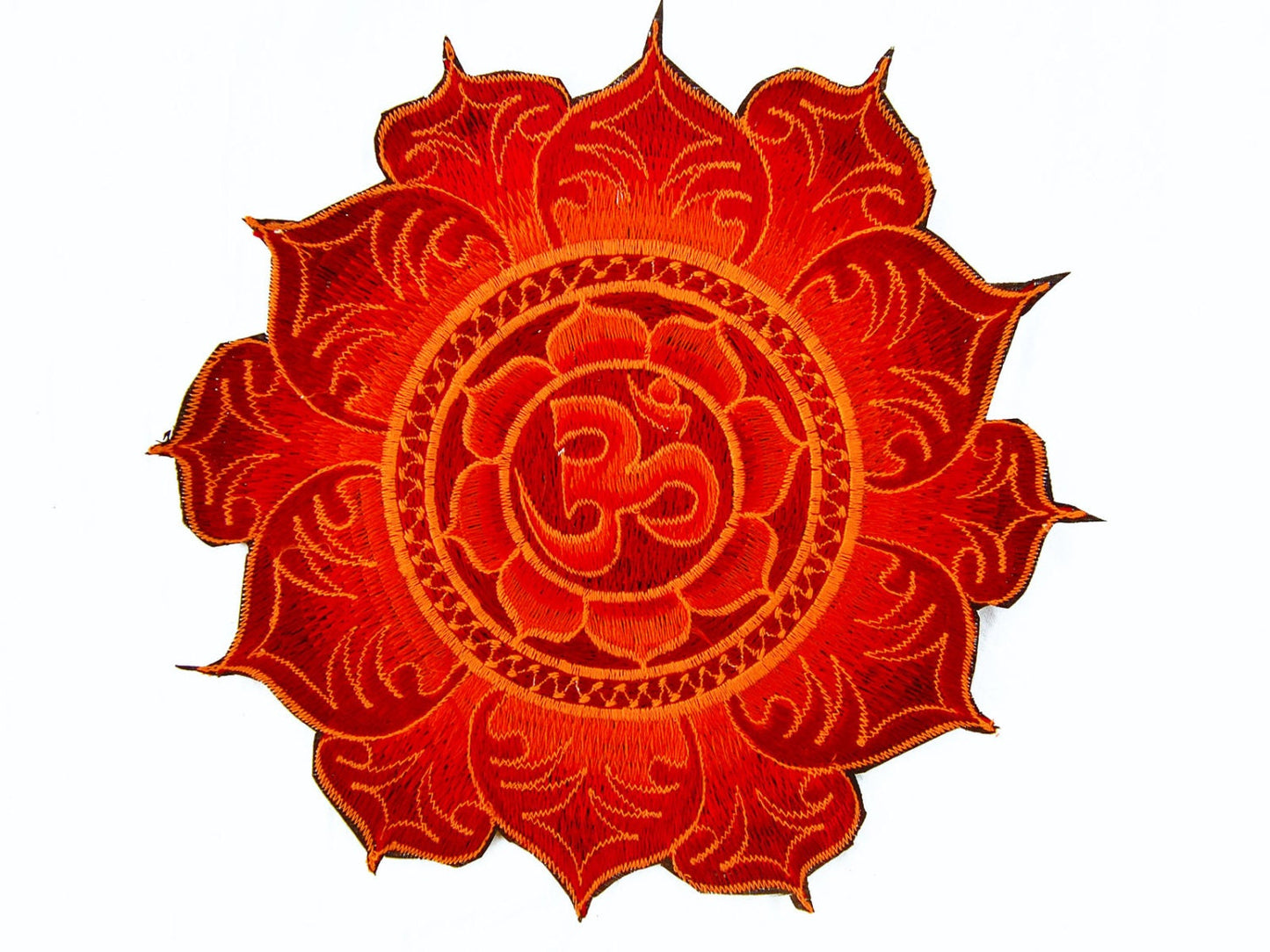 Red Aum Mandala embroidery Patch Cosmic Music Yantra psytrance goa oldschool symbol