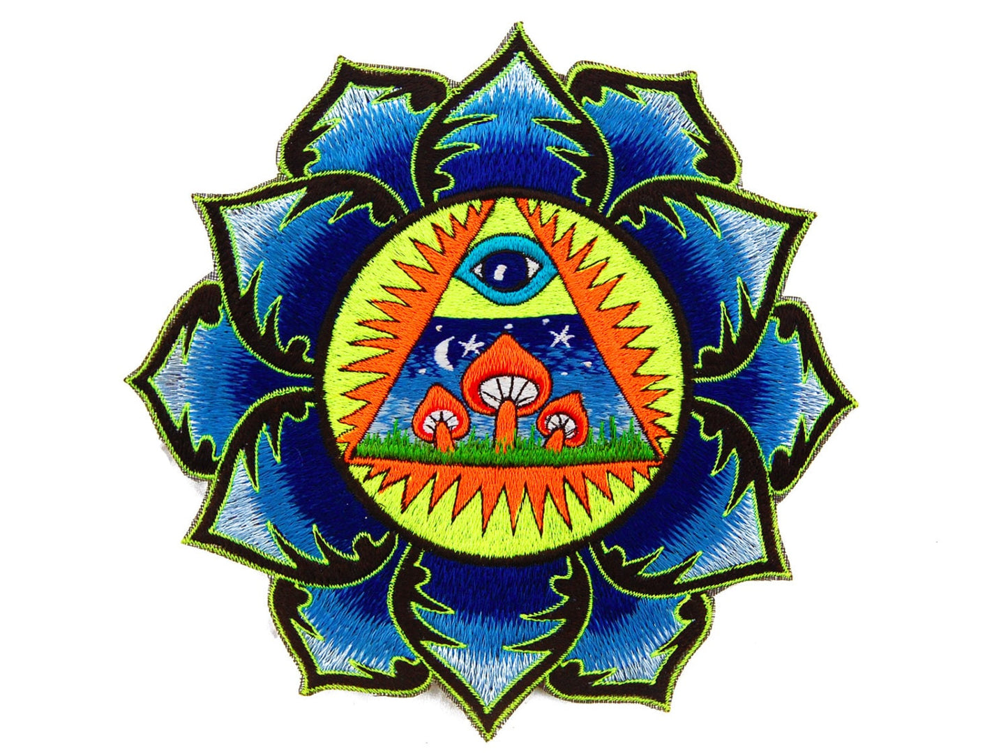 Allseeing Magic Mushrooms Patch Psychedelic Embroidery Psilocybin Shroom Psy Trance Goatrance culture consciousness expansion Use Your Brain