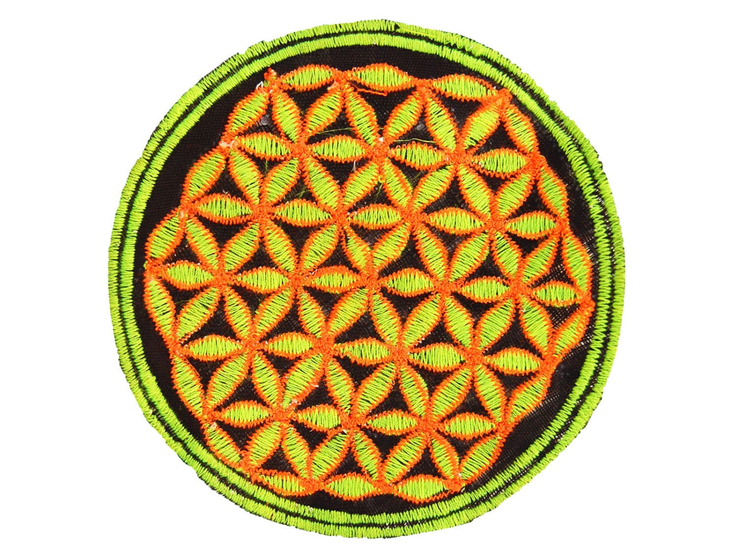 full blacklight flower of life patch medium size