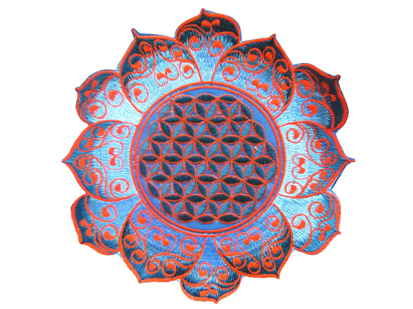 Flower of Life white celtic mandala holy geometry psy patch drunvalo melchizedek