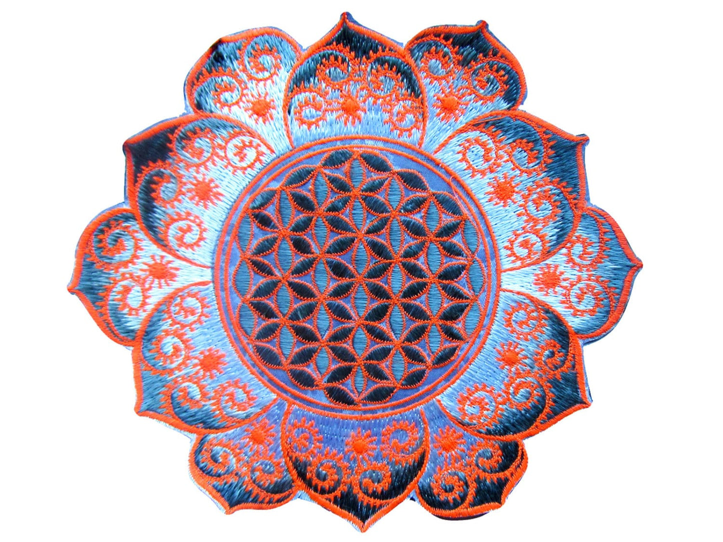Flower of Life white fractal mandala holy geometry psy patch drunvalo melchizedek