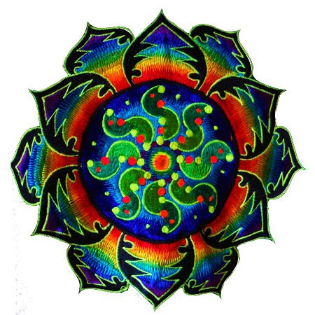 Tidcombe crop circle T-Shirt rainbow mandala blacklight handmade embroidery no print goa t-shirt cropcircle sacred geometry art shirt