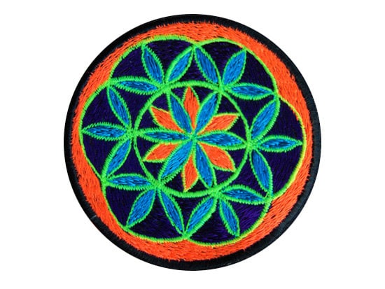 Seed of Life medium patch small size blacklight active crop circle sacred geometry healing mandala blacklight glowing yantra