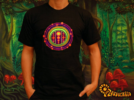 Galactic Federation of Light crop circle T-Shirt flower of life blacklight handmade embroidery no print goa t-shirt