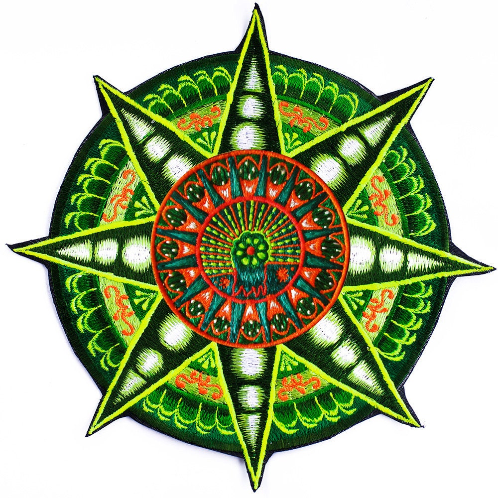 Peyote Star Mandala Huichol Artwork psychedelic blacklight patch