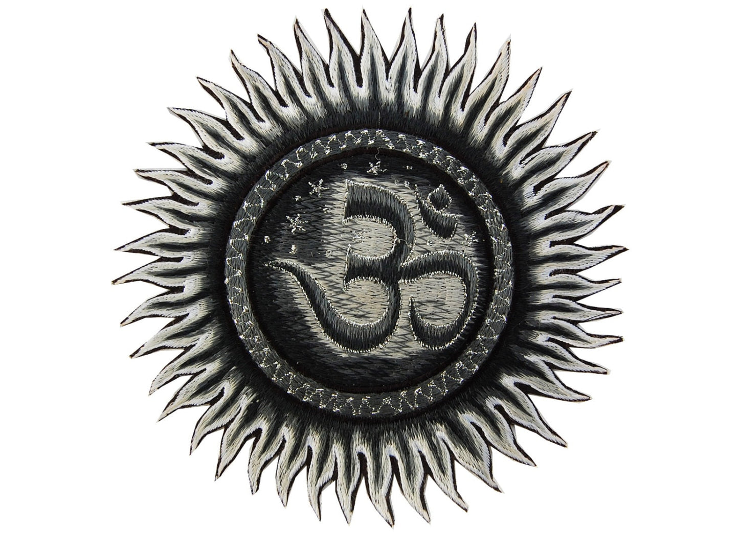 Silver Aum Mandala Patch goa psy trance
