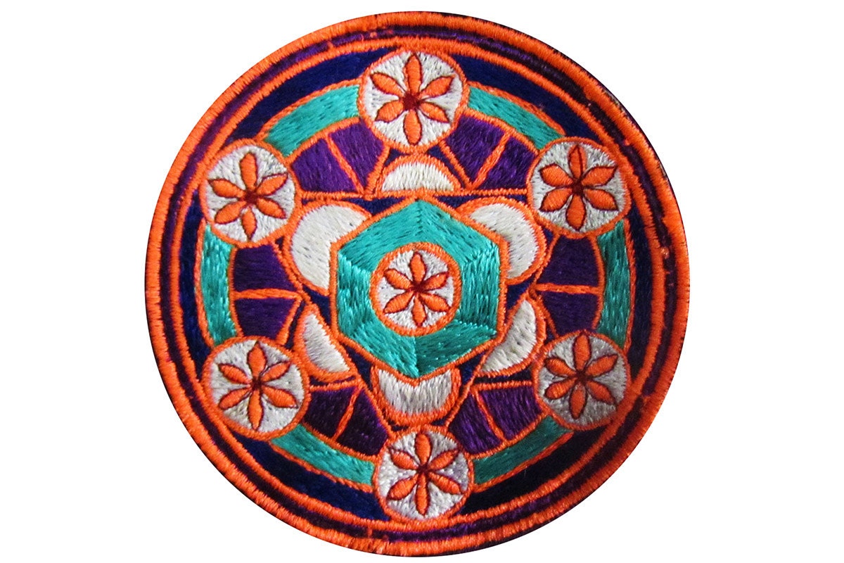 sacred geometry - patch - element aether flower of life blacklight active white