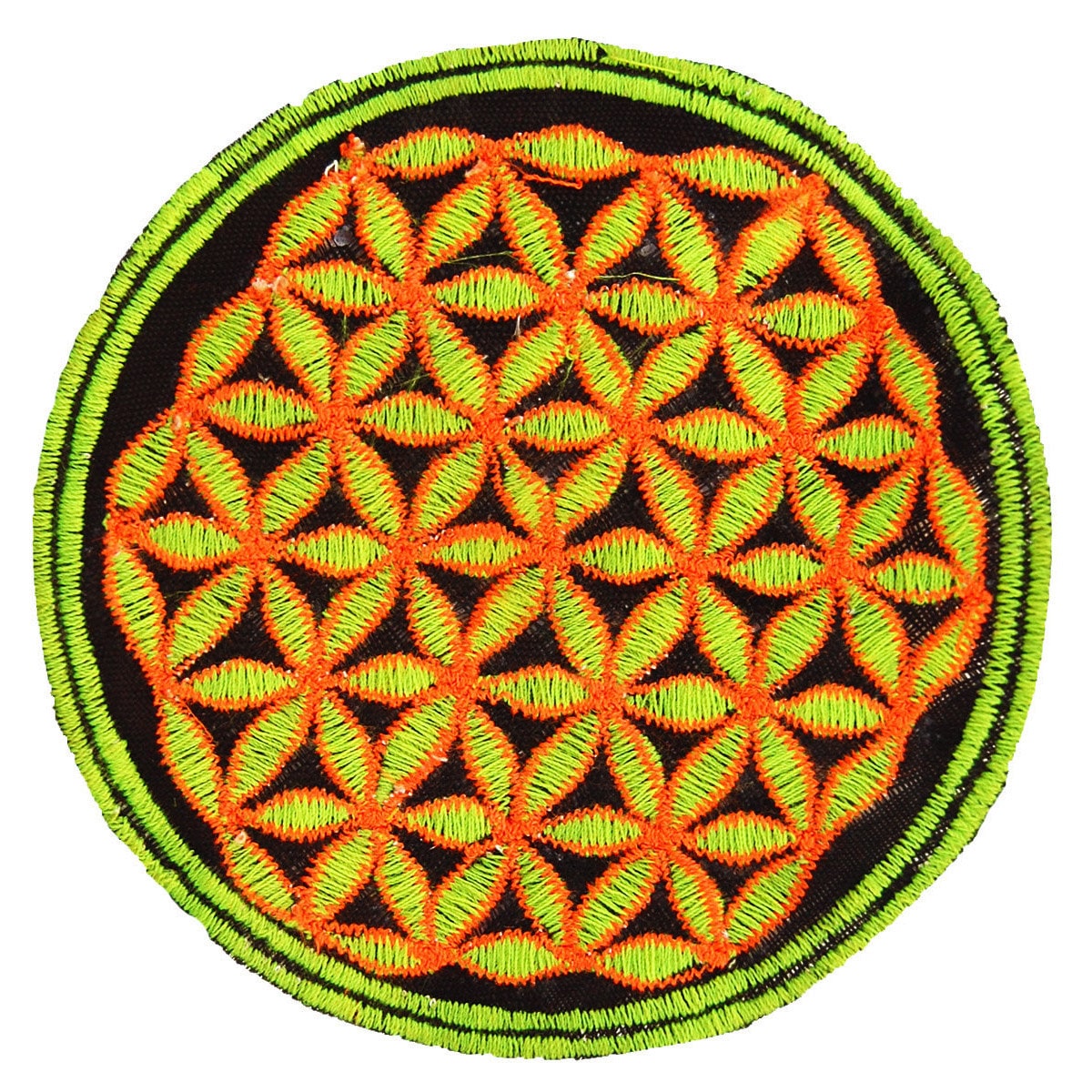 Blue Flower of Life patch small size handmade embroidery sacred geometry Drunvalo Melchizedek Blume des Lebens healing pattern