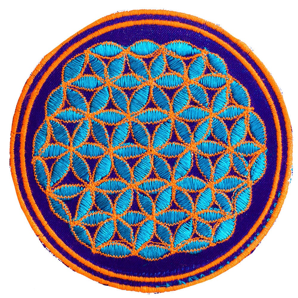 green orange flower of life patch small size with variations