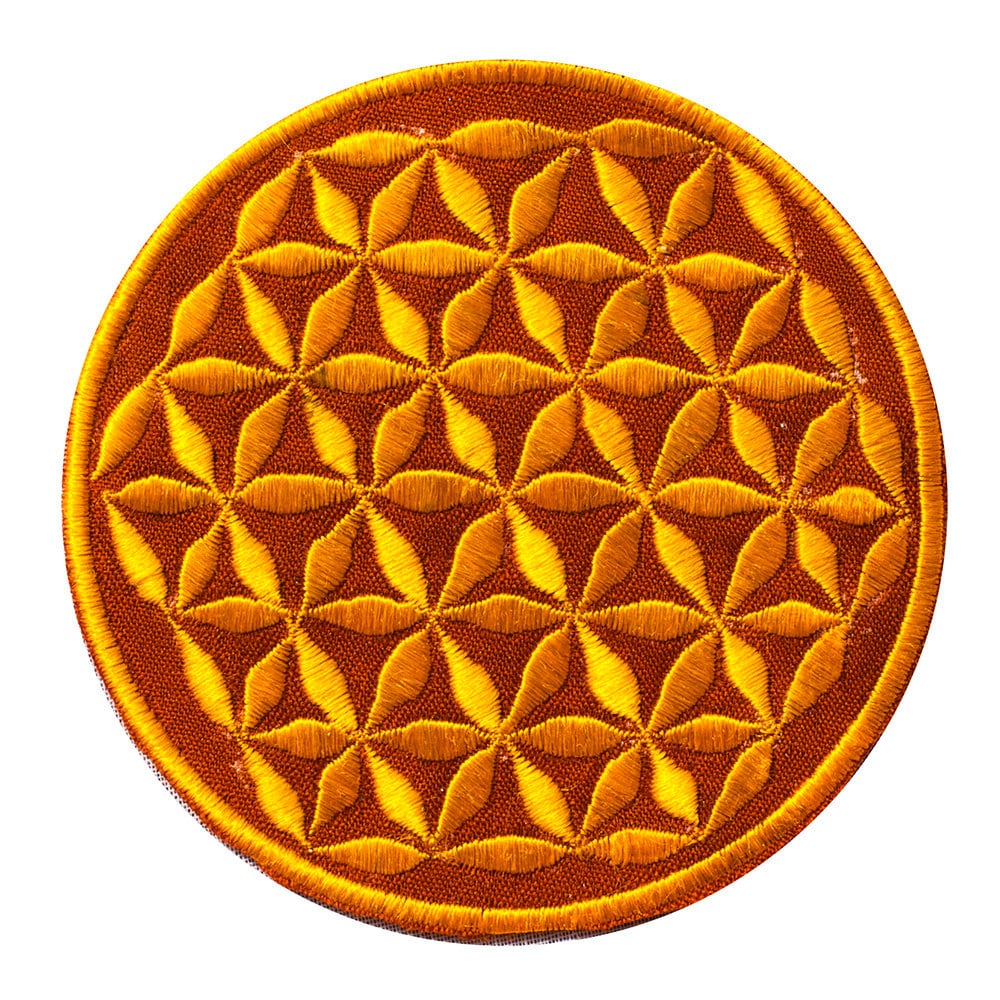 orange yellow flower of life patch small size with variations